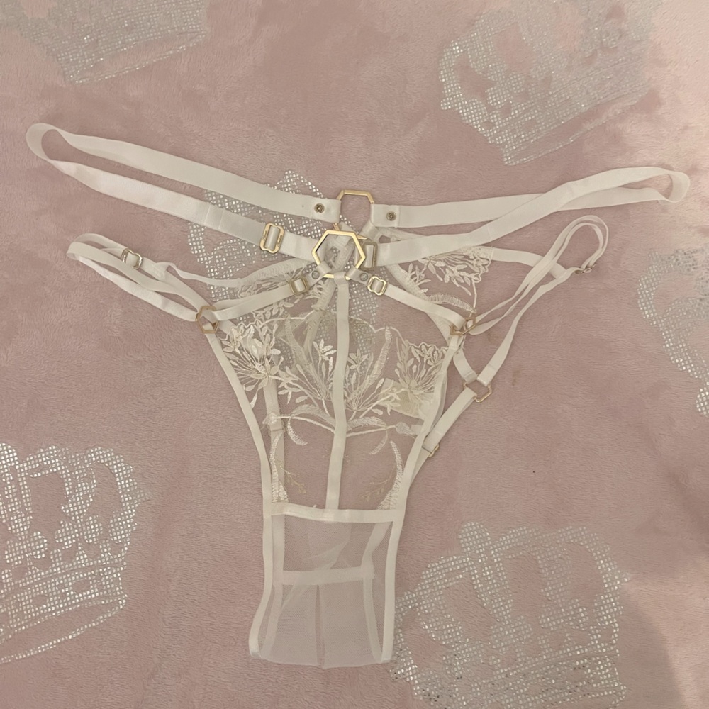 Madeline White and gold open back brief